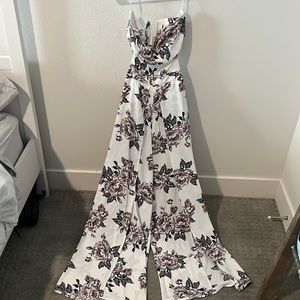 Full length floral strapless low back jumpsuit size S